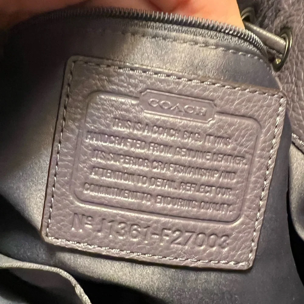 Coach 2013 Avery Purple Gray Leather Bucket Crossbody Bag
